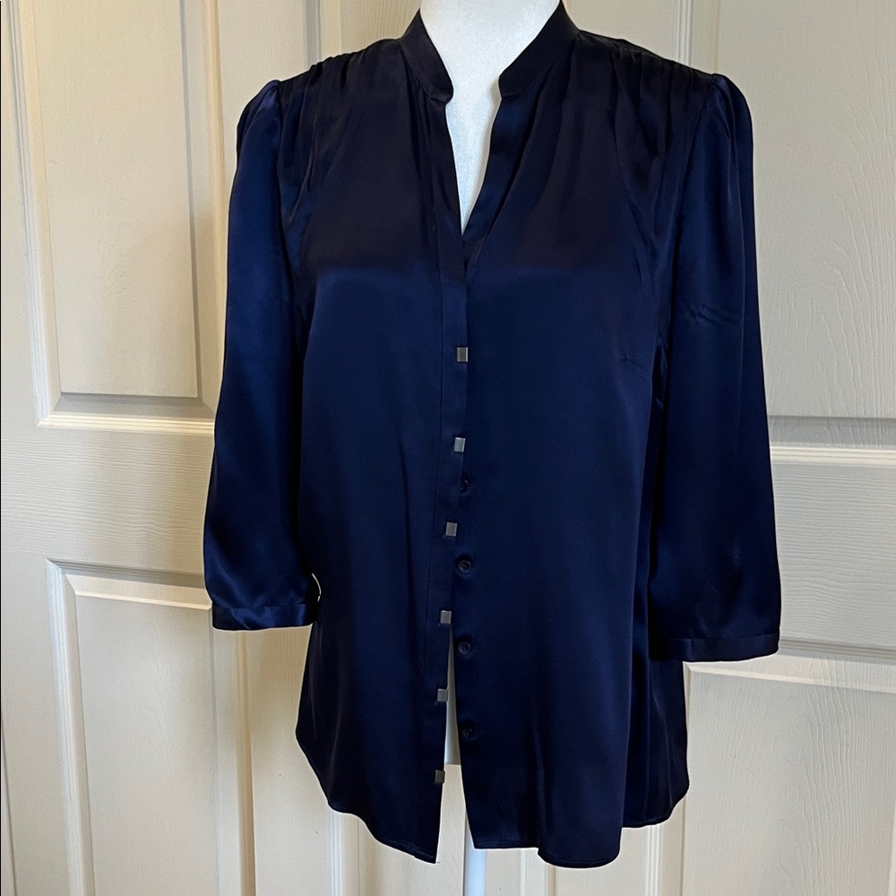 ANTONIO MELANI Midnight Blue Silk Blouse